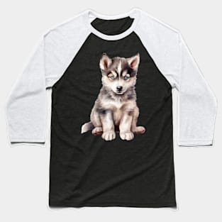 Puppy Siberian Husky Baseball T-Shirt